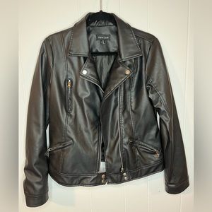 New Look Black Faux Leather Womens Biker Moto Jacket . Size M